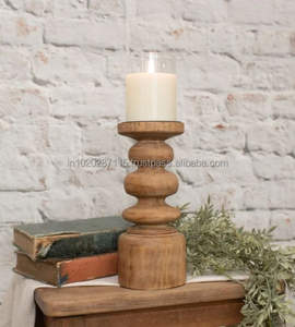 Candelero de madera hecho a mano artístico para ideas de decoración de interiores y configuración de inspiración de estilo rústico personalizado para el hogar - Product Image 6