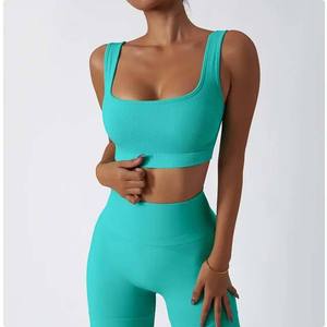 Conjuntos de Yoga de 2 Piezas de Secado Rápido, Transpirables y Ecológicos, con Cintura Elástica y Pantalones Cortos de Cintura Alta en Spandex/Nailon - Product Image 6