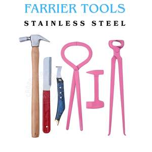 Kit Profesional de Herramientas para Herrador con Cortaúñas de 14 Pulgadas, Comprobador de Cascos, Martillo para Clavos, Pulidor y Cuchillo de Anillo con Extremo de Latón - Product Image 5