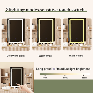 7 Drawer LED <b>Mirror</b> Vanity Desk with Carved Details Fluted Makeup <b>Table</b> Metal Legs & PU Stool Elegant Dressing <b>Table</b> - Product Image 3