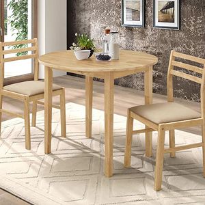 Sala da pranzo 3 pezzi naturale e marrone chiaro con foglia di goccia collezione di mobili unica ed elegante - Product Image 1
