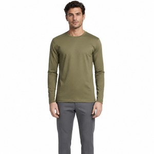 Custom Sublimation Boxy Breathable Men <b>Waffle</b> Knit Long Sleeve T-<b>Shirt</b> Crew Neck Regular Fit Casual Basic 100% Cotton - Product Image 5