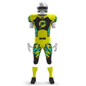 Uniforme de Fútbol Americano Personalizado al por Mayor, Impresión Digital, 100% Poliéster, Conjunto de Jersey y Pantalones, Transpirable, de Secado Rápido, Cuello en V - Product Image 2