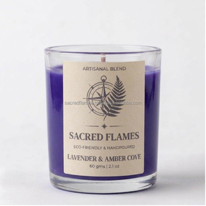 Premium Lavender & Amber Cove Scented Purple Glass Tumbler <b>Candle</b> <b>Small</b> Votive <b>Candle</b> Home Fragrance Exporter - Product Image 2
