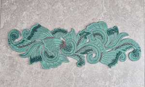 Handmade Embroidered Fabric Table <b>Runner</b> Rectangle <b>Green</b> Leaf Design Luxury Eco-Friendly Durable 5mm Thickness Decorative Mat - Product Image 1