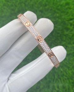 Pulsera de Plata de Ley S925 con Diamantes y Hebilla Estrecha de Flor de Gipsofila, Chapada en Oro Rosa de 18k, de Moda para Boda - Product Image 4