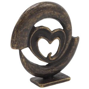 Escultura de Corazón de Bronce con Base Antideslizante, Decoración Circular Antigua, Figura Decorativa - Product Image 1