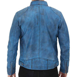 Hot Selling Men's Leather Jacket Biker <b>Distressed</b> Leather <b>Top</b> Quality Material Plus Size jacket for men - Product Image 5