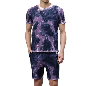 Ensemble court décontracté pour homme, respirant, à manches courtes, effet délavé, en polyester/coton tricoté 220g de haute qualité, faible MOQ, idéal pour l'été - Product Image 1