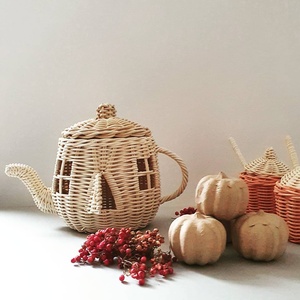 Encantadora casa de té de ratán para niños, casa de juegos interior para juegos de rol, tetera en miniatura, casitas de juguete. - Product Image 6