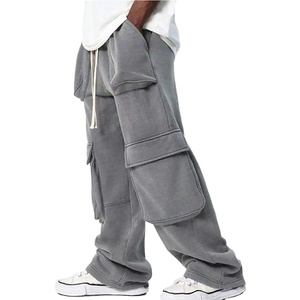 Pantalon de survêtement évasé baggy en coton éponge française pour hommes, pantalon de survêtement de haute qualité, avec logo personnalisé, taille, pantalon unique Streetwear - Product Image 5