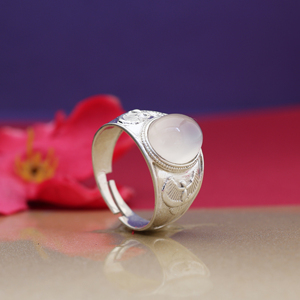 New Arrival 2026 Silver Opal <b>Adjustable</b> <b>Ring</b> Unique & Elegant Jewelry for Women and Girls Wear in Wedding Party - Product Image 4