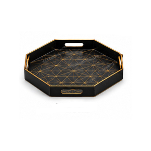 Bandeja de Servir Octogonal de Metal con Asas con Acabado Pintado de Patrón Sólido, Elegante, Ecológica, Hecha a Mano, Moderna, Apta para Lavavajillas - Product Image 2