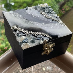 TIME 2 DECOR Indian Handmade Antique <b>Resin</b> Decorative Storage Box Wedding Grey Geometric Design Bone Inlay Craft Use <b>Gifts</b> - Product Image 1