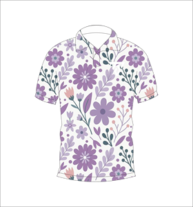 Custom <b>White</b> Purple Floral Print <b>Polo</b> Shirt Short Sleeve Breathable Casual Golf Uniform T Shirt for Men - Product Image 4