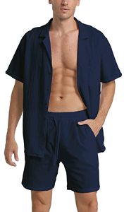 Ensemble deux pièces homme/femme, facile à porter, tissu doux, extensible et respirant, idéal pour l'été, short inclus. - Product Image 3