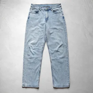 Jeans Midi de Pierna Recta Azul Claro para Mujer |   Vaqueros de cintura alta con abertura |   Corte holgado informal para verano, otoño e invierno - Product Image 6