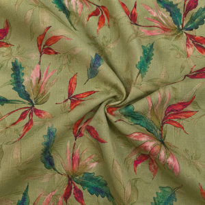 Tissu en coton et lin imprimé bio et écologique 120 GSM, respirant, doux au toucher et à texture visible avec trame flammée - Product Image 5
