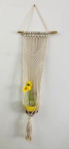 Support mural moderne en macramé pour plantes, décoration murale en corde, pendentif en bambou beige naturel pour la décoration intérieure - Product Image 5