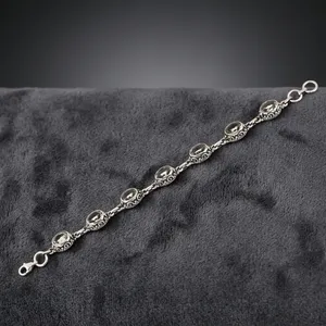 Bohemian 925 Silver Green Amethyst Bracelet Women's <b>Chain</b> Link Bezel Setting Everyday Wear Jewelry - Product Image 6