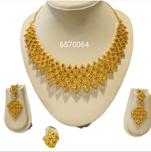 Classic Polki Look Stainless Steel Bridal Engagement Set Zircon 18K Gold Plated Necklace Earrings Coordinated Maang Tikka - Product Image 1