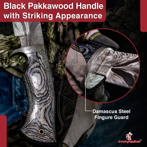 Couteau de chasse et de camping à lame fixe en acier Damas forgé à la main, motif mosaïque et motif plume de palmier, avec étui en cuir OEM ODM - Product Image 5