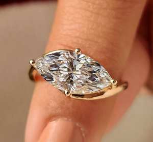 Bague en moissanite marquise pour femme Avira Jewels, or jaune 18 carats, 1 carat, style classique, sans nickel, sans plomb, argent sterling blanc/rose - Product Image 5