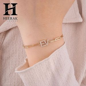 Custom Initial Letter Paperclip <b>Chain</b> Bracelet 14K Gold PVD Plated 925 Sterling Silver Lab Grown Diamond Pave Personalized <b>Name</b> - Product Image 6