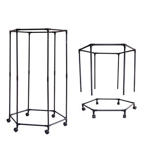 Expositor de ropa metálico plegable de alta resistencia Bros Display, soporte independiente para exhibición de prendas con estantes escalonados y diseño desmontable. - Product Image 3