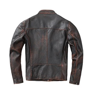 Chaqueta de Motociclista Clásica de Cuero Genuino para Hombre RELEVO INDUSTRY, Corte Ajustado, Invierno, Logotipo Frontal, Acabado Curtido, 300g, Cierre de Cremallera - Product Image 5