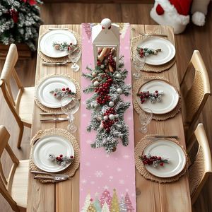 "13x72 Inch Farmhouse Xmas Trees Snowflakes Holiday <b>Dining</b> <b>Table</b> <b>Runner</b> Decor for Kitchen Dinning" - Product Image 4