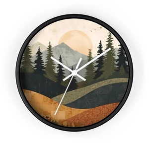 Horloge murale rustique en bois de style farmhouse, ronde, analogique, à quartz, avec motif forestier, pour la décoration du salon - Product Image 4