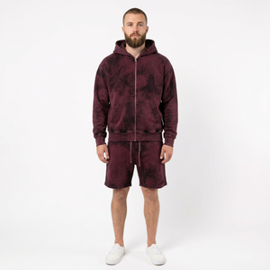 Conjunto de Sudadera con Capucha y Pantalones Cortos para Hombre, Felpa Gruesa, Dos Piezas, Estilo Casual con Logotipo Aplicado, Cordón en la Cintura y Bolsillos - Product Image 5