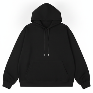 Sweat-shirt à capuche noir premium épais unisexe coupe oversize en mélange de coton, vierge pour logo personnalisé, fabricant grossiste - Product Image 6