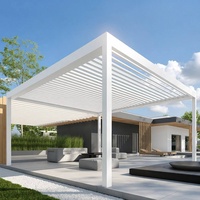 Gazebo d'extérieur autoportant en aluminium avec structure en aluminium mat foncé et système de toit à lames rétractables pour les loisirs en plein air Fjord