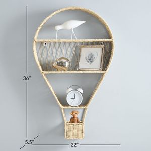 Elegante Estante de Ratán con Forma de Globo Aerostático para Dormitorio Infantil, Bonito Estante Colgante Flotante para Almacenamiento de Libros y Juguetes, Venta al por Mayor - Product Image 3