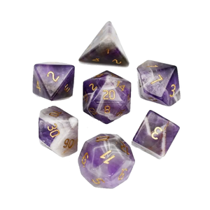 High quality stone dice <b>crystal</b> chevron Amethyst <b>crystal</b> reiki healing gemstones Engraved custom dice <b>set</b> Vikings - Product Image 4