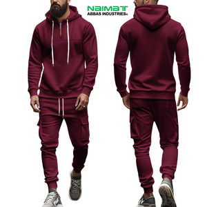 Comfortable Elastic Waistband Track Suit Men Casual Daily Wear Warm Hoodie <b>Matching</b> <b>Joggers</b> Fleece Garment Pack - Product Image 2