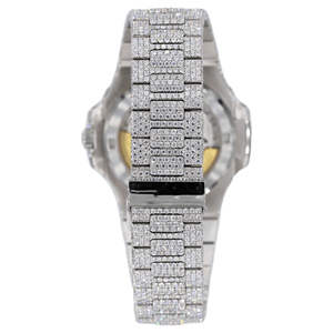 Reloj de Alta Gama con Movimiento de Cuarzo Cuadrado, Correa de Oro Amarillo, Esfera de Cristal y Diamantes Moissanite - Product Image 3