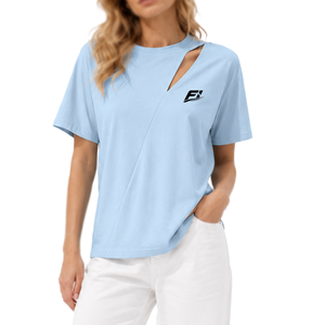 Camiseta de tirantes para mujer, 100% poliéster, manga corta, cuello redondo, suave, transpirable, lisa, con logo personalizado, informal, a la moda. - Product Image 1