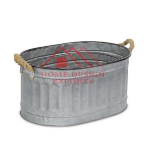 Cubo de metal galvanizado para limpieza de hoteles domésticos Cubo de metal con mango de cuerda - Product Image 1