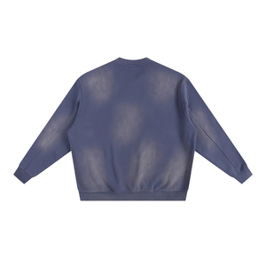 เสื้อสเวตเชิ้ตคอกลมทรงโอเวอร์ไซส์สไตล์วินเทจสำหรับผู้ชายและผู้หญิง ล้างสีแบบแอซิดวอช สตรีทแวร์ พิมพ์โลโก้ตามสั่ง รับผลิตแบบ OEM ODM สีซีดแบบซันเฟด - Product Image 2