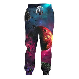 Pantalon de jogging décontracté pour homme, imprimé par sublimation intégrale, taille mi-haute élastique, style workwear, 100% coton, anti-plis - Product Image 1
