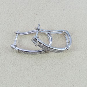 0.22 Cttw Round Cut Natural Diamond Hoop Huggie Earrings for Women in 925 Sterling Silver Prong Setting, 21x4mm - Product Image 4