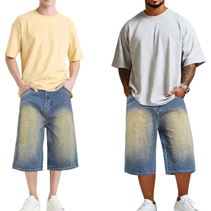 Shorts en jean délavé unisexe coupe ample style streetwear vintage en coton pour la vente en gros - Product Image 4
