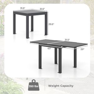 Table de salle à manger extensible pour patio, plateau pour 4 à 6 personnes, aluminium robuste, antirouille, transition rapide et design stable - Product Image 5