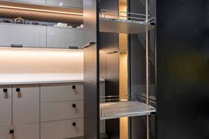 Minimalist Design Customized <b>Grey</b> Wood Modern Modular Kitchen <b>Cabinets</b> with Island for Villa Project - Product Image 2