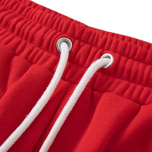 OEM Custom Red Worsted 100% Cotton Breathable Quick Dry Street Style Cargo Shorts Men Casual with Drawstring - Product Image 4
