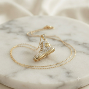 Trendy 925 <b>Solid</b> Silver <b>Gold</b> Plated Custom Iced Sneaker Inspired Statement Necklace with Moissanite <b>Pendants</b> Charms Jewelry Gift - Product Image 3