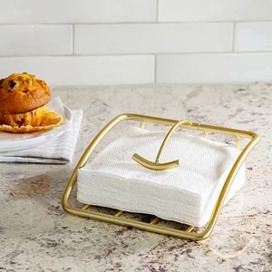 Support à serviettes en métal doré moderne KS International, porte-serviettes de table, boîte à mouchoirs, organisateur de rangement pour la cuisine - Product Image 1